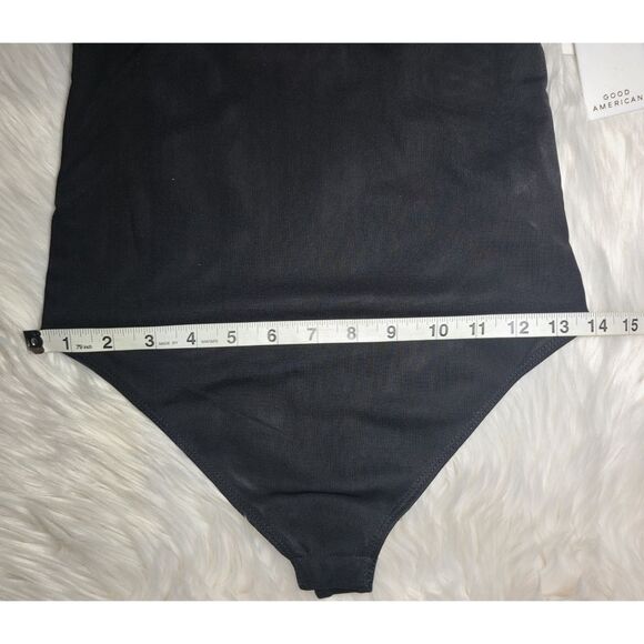 NWT|Good American Asymmetrical Black Mesh Bodysuit, 2 - Picture 7 of 9